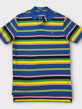 Vintage Polo Ralph Lauren Men Striped Shirt Short Sleeve MEDIUM Rugby Y2K Preppy